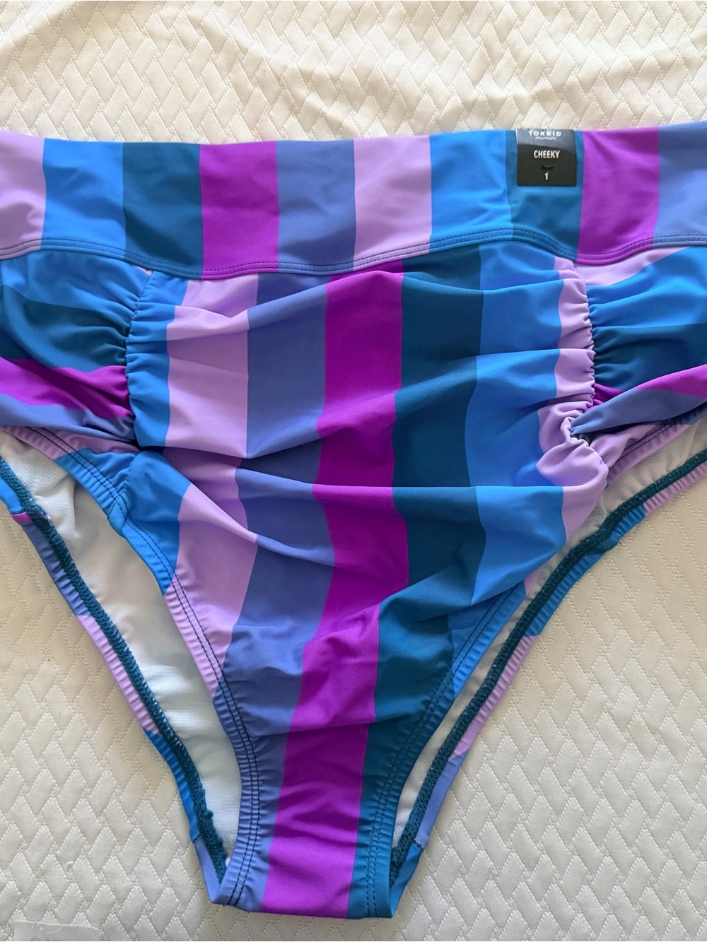 torrid Blue and Purple Striped Cheeky Bikini Bottom